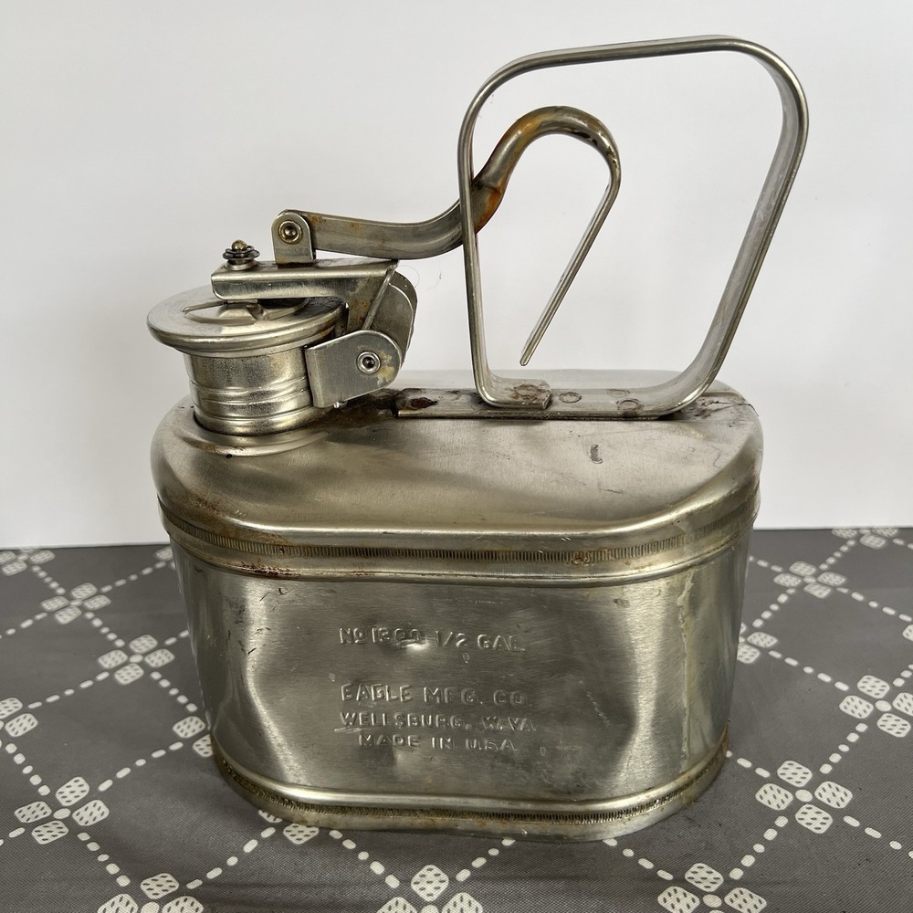Vintage Eagle Mfg Co Stainless Steel 1/2 Gal Laboratory Safety Can Gas Oil USA